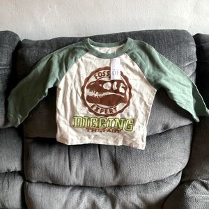 Dinosaur "Fossil Expert" Childrens Long sleeve T shirt - Size 2 toddler